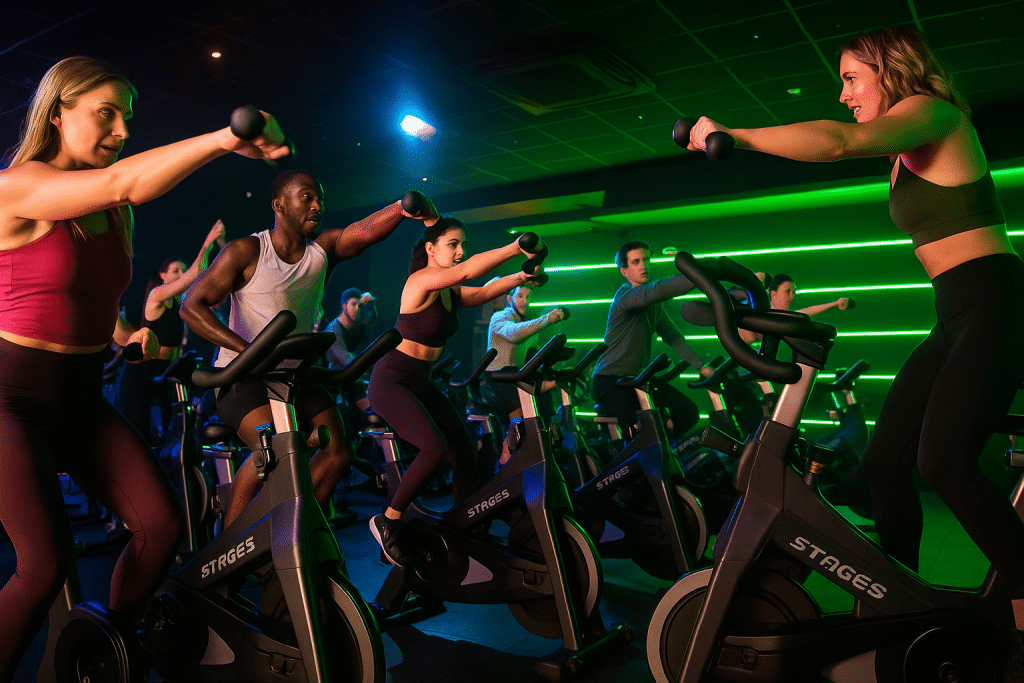 Indoor cycling met instructeurs