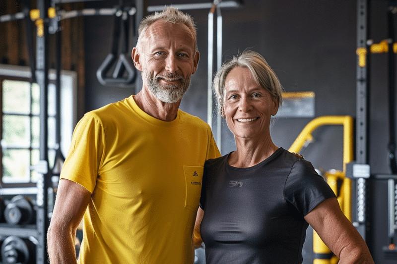 een groepsles in het fitnesscentrum waar iedere deelnemer door te sporten een gezond lichaam krijgt